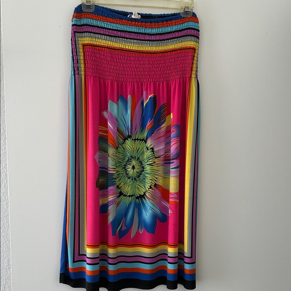 Vitta Luna Colorful Floral Women's Midi Skirt